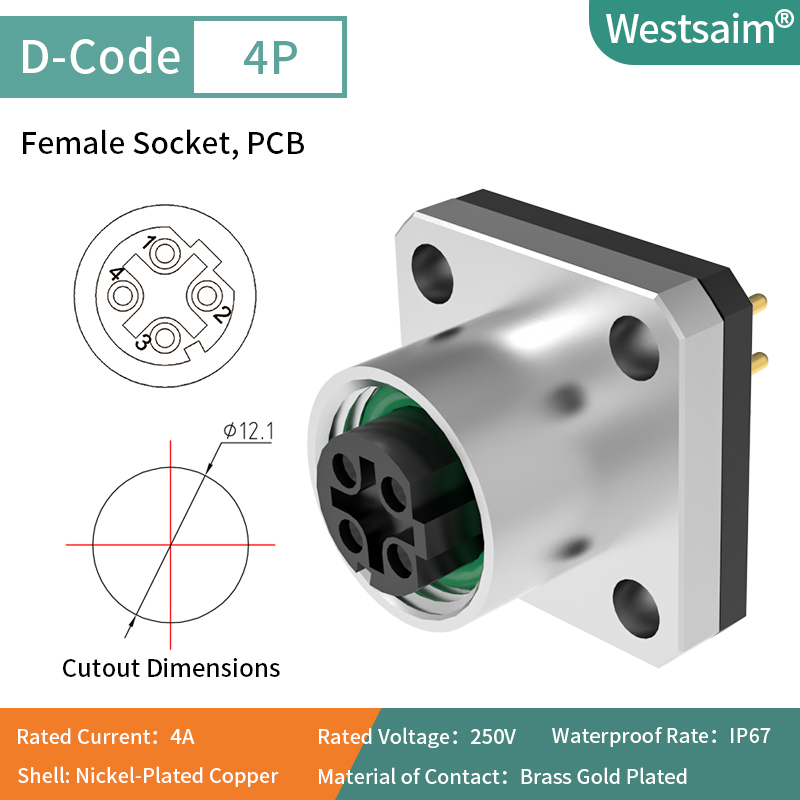 M12-D-4P Female PCB