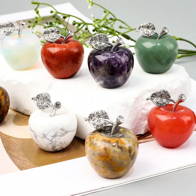 Quartz naturel Offre Spéciale et bijoux en pierre de guérison de jade diverses couleurs modèle de pomme artisanale pour la décoration et les cadeaux