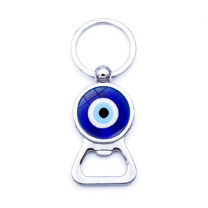 Blue Evil Eye Metal Bottle Opener KeyChain Key Chain Keyring Holder Beer Bar Tool for Christmas Gift