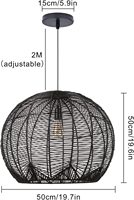 BOHO tissé suspendu plafonnier pour cuisine salon chambre noir lustre éclairage osier rotin abat-jour