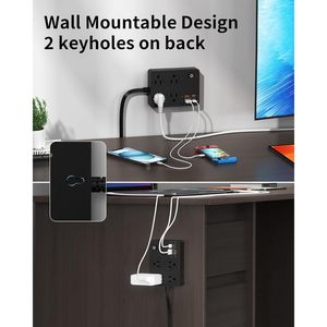 Power Strip 4 AC Outlets 4 <b>USB</b> Ports 6Ft Flat <b>Plug</b> Surge Protector Charging Station - Product Image 5