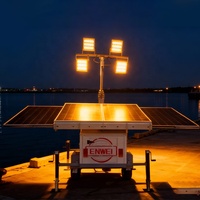 Trailer CCTV Tenaga Surya Luar Ruangan dengan 4*450W Monocrystalline Silicon MPPT Controller Sistem Penerangan Bergerak Tiang 6m