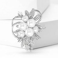 Bros Bunga Kristal Mutiara Rhinestone Grosir, Pin Bunga Vintage, Perhiasan Pernikahan untuk Wanita