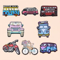 Pins Esmaltados Retro Hippie de Viaje, Lindas Insignias de Coche, Autobús y Bicicleta para Mochilas y Ropa