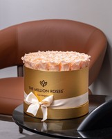 Boîte à fleurs décorative géante personnalisée avec logo noir en feuille métallisée, tube rond énorme pour roses éternelles, cadeaux de la Saint-Valentin, boîte à chapeau extra-géante