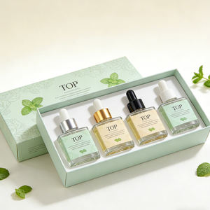 Flacon compte-gouttes carré en verre transparent vide et rechargeable pour huiles parfumées, avec coffret cadeau de luxe pour marques de parfums de niche - Product Image 1