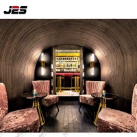J2S Banquettes de restaurant demi-circulaires en cuir et velours, style européen moderne, personnalisées, pour projets hôteliers, avec ensemble table et chaises