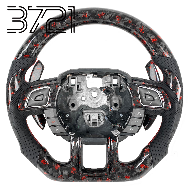 Red forged carbon fiber+perforated leather