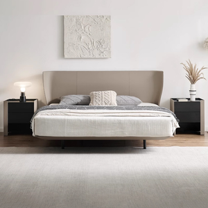 Ensemble de Chevets Modernes de Luxe Italiens en Bois Massif pour Chambre à Coucher, Chevet Français en Cuir Haut avec 2 Tiroirs <span class=keywords><strong>Bombay</strong></span> - Product Image 4