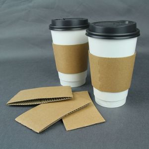 Manchon en carton ondulé pour gobelet à café, personnalisé avec logo imprimé, support jetable isolant thermiquement pour boissons chaudes, idéal pour café à emporter - Product Image 4