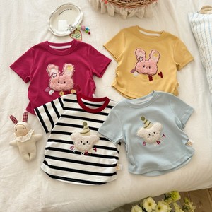 Girls Cartoon Rabbit Short Sleeve T-Shirt Cotton Summer Round Neck 3D Embroidered Top Kids Clothes - Product Image 2