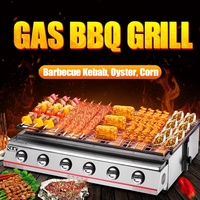 Machine à griller au barbecue automatique commerciale à 8 brûleurs, table de cuisson au gaz GPL, rôtissoire pour hôtels et restaurants