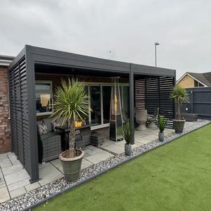 2-20% diskon semua musim bingkai logam luar ruangan aluminium Louvred atap Pergola hitam gratis berdiri balkon paviliun - Product Image 2