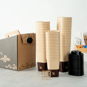 <span class=keywords><strong>Gobelet</strong></span> en <span class=keywords><strong>carton</strong></span> kraft jetable à emporter écologique biodégradable avec logo personnalisé boisson chaude froide thé café carré en papier avec <span class=keywords><strong>distributeur</strong></span> de bavette - Product Image 1