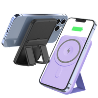 Chargeur sans fil classique 2026 pour iPhone, PD20W, 5000mAh, 2-en-1, batterie externe magnétique portable avec support pliable
