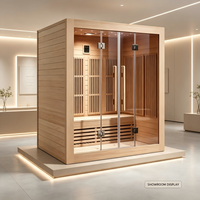 Grande salle de sauna spa pour les gymnases, les hôtels, la maison, le bien-être, sauna en bois de cèdre, salle de vapeur à infrarouge lointain