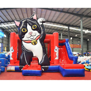 <b>Large</b> Jumping Cat Park Inflatable Bouncy Castle <b>Slide</b> for Kids Dry <b>Slide</b> with 300-500kg Capacity Easy Setup Fun - Product Image 1