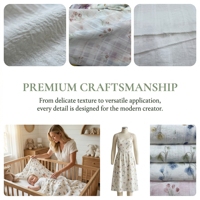 Tissu Brocart 100% Polyester Poids Moyen Antistatique pour Vêtements d'Été Filles, Entoilage Imprimé Numérique Floral, Tissu Transparent