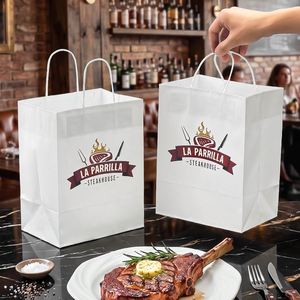 Sac en papier kraft pour restaurant, imprimé sur mesure, écologique, biodégradable, recyclable, pour emballages alimentaires à emporter (steak) - Product Image 5