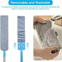 Plumeau en fibre rétractable à long manche plumeau incurvé lavable plumeau ménage plumeau outils de nettoyage vadrouille plate