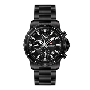 Montre chronographe à quartz pour homme, en acier inoxydable, étanche, sportive, avec date et aiguilles lumineuses - Product Image 2