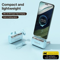 Power Bank Mini Portabel 2026 Pengisi Daya Cepat dengan Konektor USB-C Terintegrasi, Perlengkapan Perjalanan Esensial untuk iPhone17