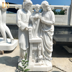 Statue de la Sainte Famille en marbre blanc sculptée à la main, taille réelle, sculpture religieuse catholique pour la décoration de l'autel de l'église - Product Image 6