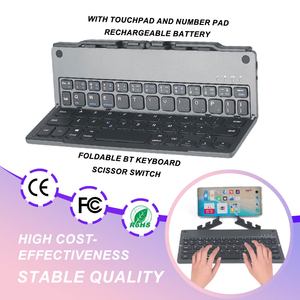 <span class=keywords><strong>Clavier</strong></span> portable 60 touches pour Bluetooth, pliable, plat, de poche, structure à ciseaux flexible, <span class=keywords><strong>clavier</strong></span> sans fil mini pliable - Product Image 1