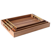 Plateau de Service Rustique en Bambou Personnalisé avec Poignée Amovible, Plateaux Gigognes en Bois pour la Cuisine et le Salon, Idéal pour Servir les Aliments