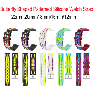 Bracelet de montre universel en silicone élastique respirant à motif papillon de 12 mm à 22 mm pour Huami pour Garmin - Product Image 3