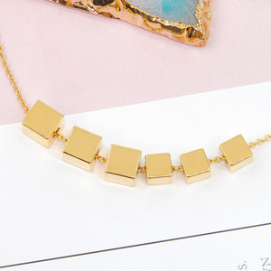 Square Spacer Beads 18K Gold Plated And Silver For <b>Bracelet</b> Making DIY Jewelry Components <b>Copper</b> Base With Hole - Product Image 3
