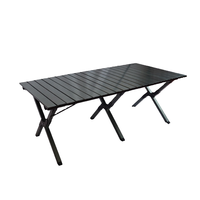 Mesa Plegable de Aluminio Negra, Mesa de Camping y Picnic Resistente y Duradera