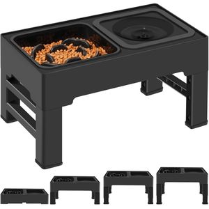 Conjunto de Comedouro Elevado para Animais de Estimação com 4 Alturas Ajustáveis, Tigela Flutuante para Água e Tigela de Alimentação Lenta - Product Image 1