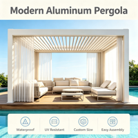 Pergola motorisée à lames orientables en alliage d'aluminium thermolaqué, étanche et isolante thermiquement, 3x4, pour balcon, pavillon extérieur, cour