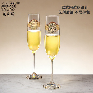 Czech Imported Lead Free Crystal Wine Glasses European Style Gold Painted Set 401-500ml Dishwasher Safe Red Wine Glass - Product Image 5
