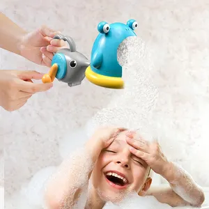 재미 있은 목욕 샤워 장난감 기계 거품 송풍기 아이 귀여운 상어 아기 목욕 거품 수동 메이커 장난감 유아