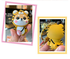 Llavero 3d a rayas de Pvc para parejas, bolsa colgante con Animal de dibujos animados - Product Image 5