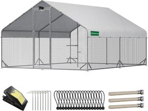 Grande cage à volailles en <span class=keywords><strong>acier</strong></span> maillé, étanche, pour poulets et lapins, nouvelle cage pour usage domestique ou agricole avec éclairage - Product Image 2
