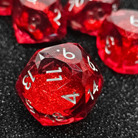 Ensemble de dés DND en résine liquide rouge orange, 7 pièces, dés polyédriques transparents pour jeux de rôle, Dungeons and Dragons, Pathfinder RPG