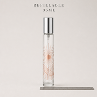 Flacons de parfum vides personnalisés 35 ml avec boîte de présentation rose, flacon en verre à capuchon doré, vente en gros, logo personnalisé