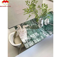 Table basse de luxe en quartzite et marbre vert Table à manger en pierre de Patagonie du Brésil polie sur mesure Mobilier de maison