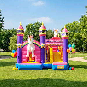 Castillo Inflable Comercial de PVC con Forma de Caballo Arcoíris, Parque de Atracciones, Brincolín para Niños, Área de Juegos al Aire Libre - Product Image 1