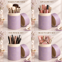 Étui à pinceaux de maquillage OEM, rond, en carton rigide, avec feuille d'or, cylindrique, pour outils de beauté