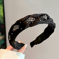 Bandeau en tissu orné de strass tissé à la main, tendance et très vendu pour femmes - Style chic, accessoires élégants pour cheveux de fête
