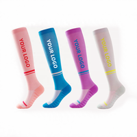 Haute qualité Jacquard équipage mode broderie femmes genou haute Compression Sport chaussettes personnalisées longues