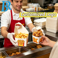 Boîte à snacks personnalisée avec logo, emballage pour snacks, boîte à poulet frit, pochette en papier pour chips, boîte à frites à emporter avec support pour ketchup et sauce.