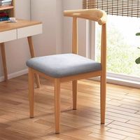 Chaise de salle à manger pour usage domestique, tabouret de bureau style bois, chaise de restaurant moderne et minimaliste avec dossier, en fer forgé en forme de corne de bœuf