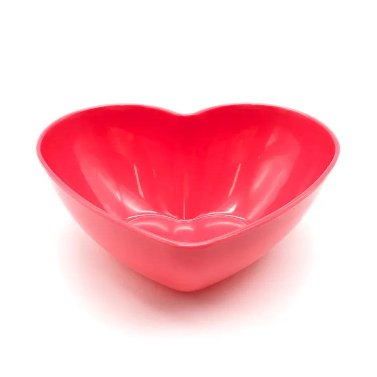 Cuenco de plástico para servir melamina con forma de corazón rosa de diseño especial