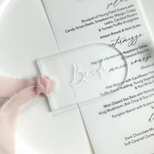 Arched Blank <b>Acrylic</b> Name Place Card with Ribbon, Clear Frosted <b>Mirror</b> <b>Acrylic</b> Wedding Seating Label DIY Table Name Tag - Product Image 2