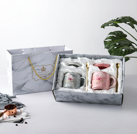 Ensemble de tasses en céramique Mr et Mme Flamant rose en porcelaine fine, effet marbre populaire, mug de voyage pour couples, vente en gros